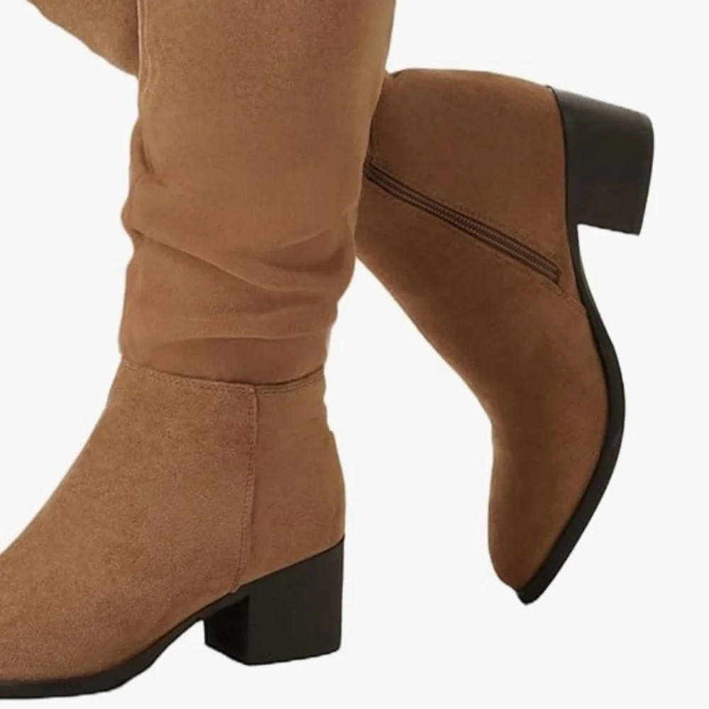 New- 5 bohemian Over-the-Knee Boots Dark Brown & Gold Zipper  Festival boots