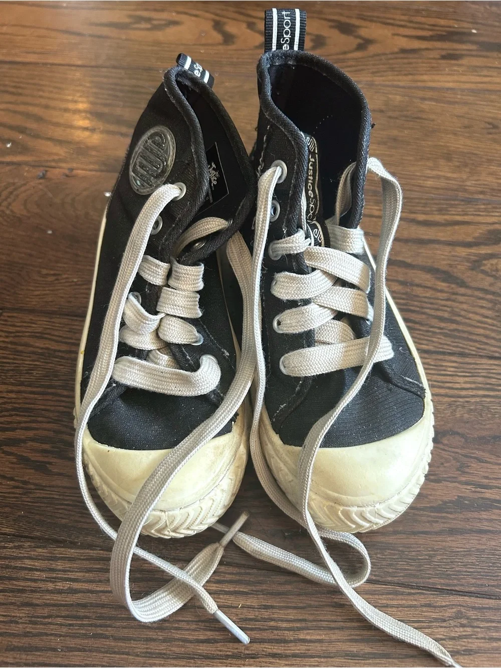 Justice Black and White High-Top Kids Sneakers