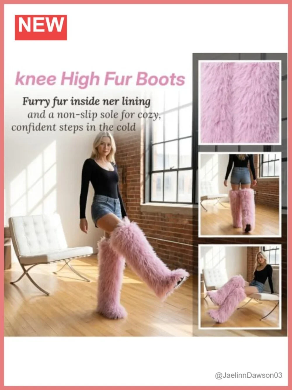 Thigh High Fur Boots for Women, Tall Over the Knee Furry Boots
