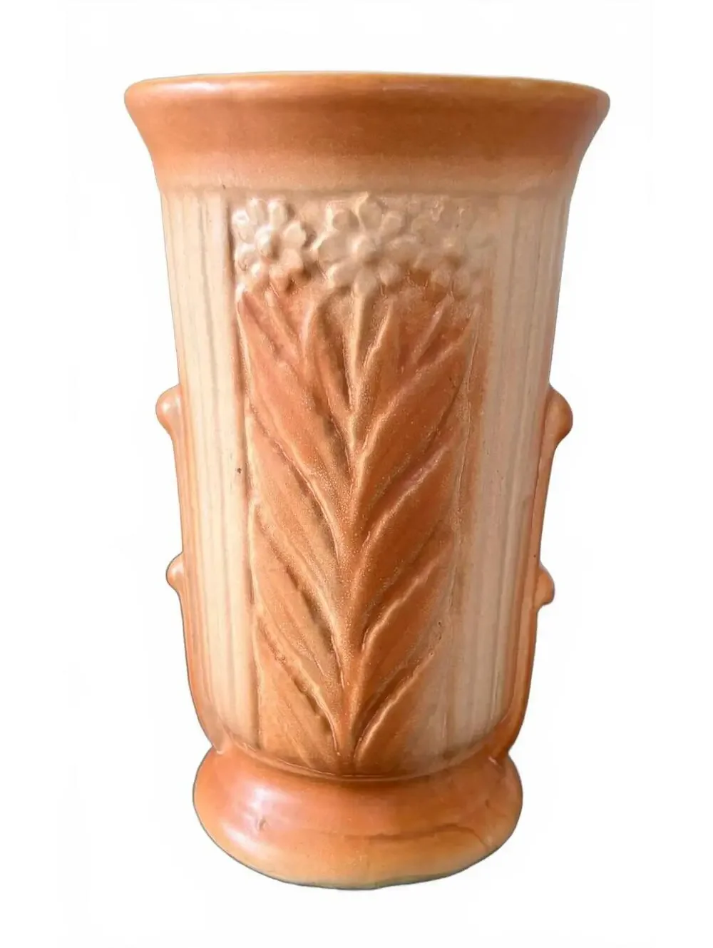 Robinson Ransbottom RRP 716 Vintage Pottery Vase Peach Floral USA 8