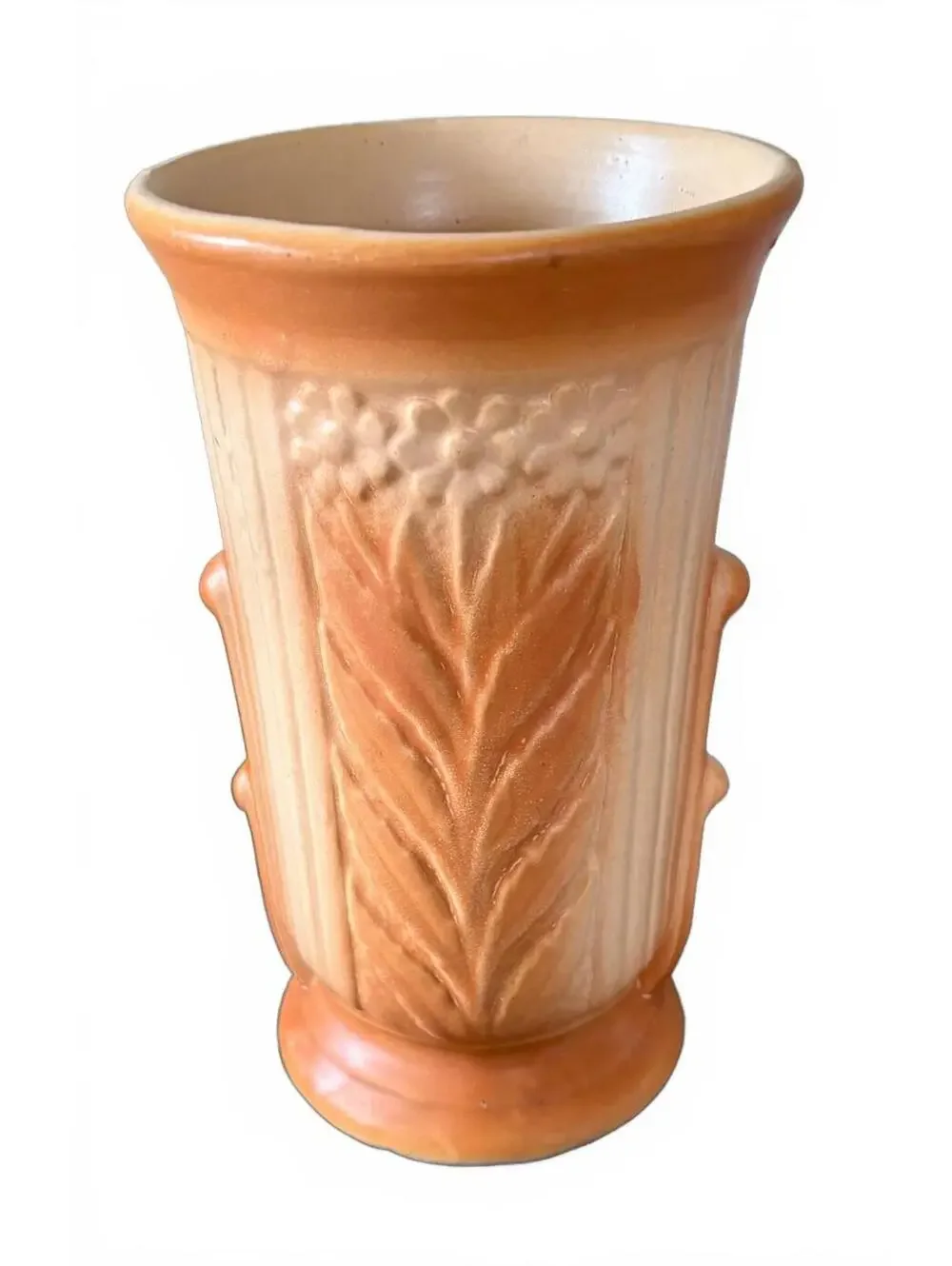 Robinson Ransbottom RRP 716 Vintage Pottery Vase Peach Floral USA 8