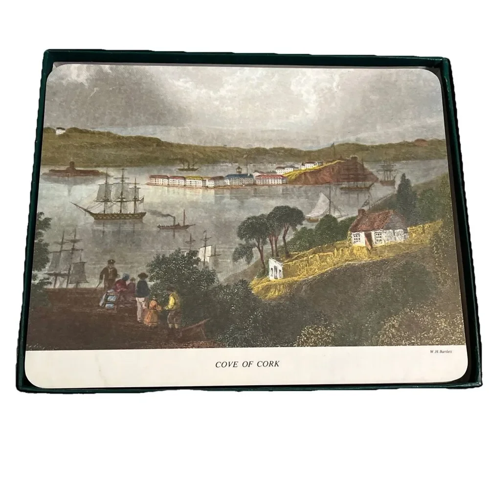 Vtg Irish Tablemats Whitecliff Set of 4 W.H. Bartlett Made in Ireland 9.5x7.5in