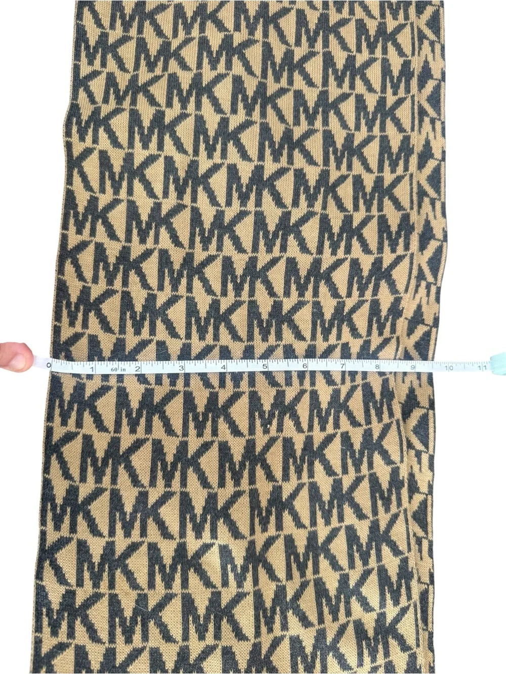 Michael Kors Men's MK Logo Knit Scarf - Tan & Black