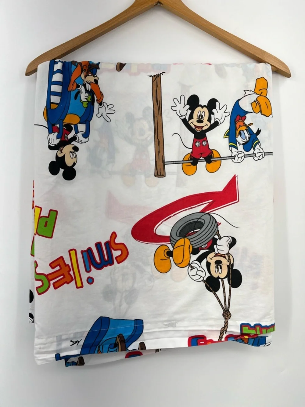 Vintage Disney Twin Mickey Bed Sheet just hanging 0485 around rainbow primary