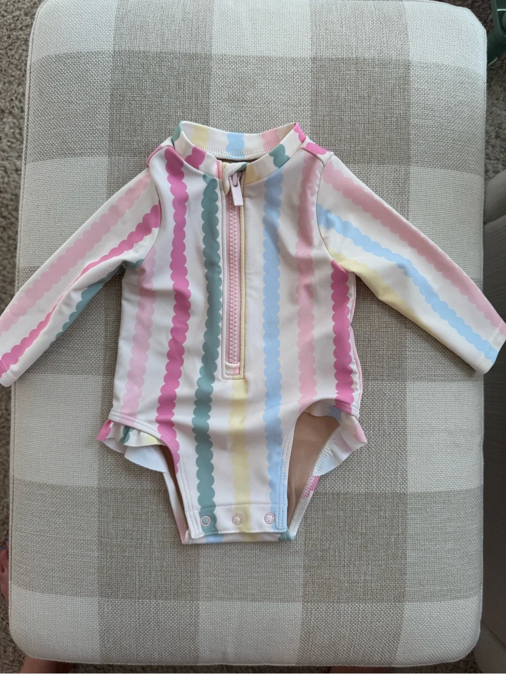 Old Navy Pastel Stripe Long-Sleeve Baby One-Piece