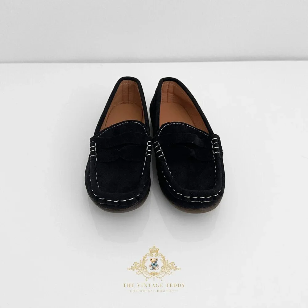 NWT Handsome Boys Vintage Style Classic Loafers Cute Children's Shoes Black 8.5