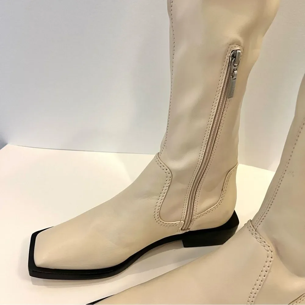 Schutz Guily Up Stretch Napa Leather Over the Knee‎ Boots in Eggshell 5, NWOB