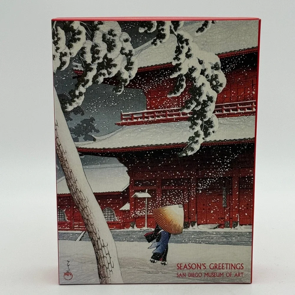 San Diego Museum of Art Japanese Woodblock Snow Scene Holiday Cards 20ct Boxed