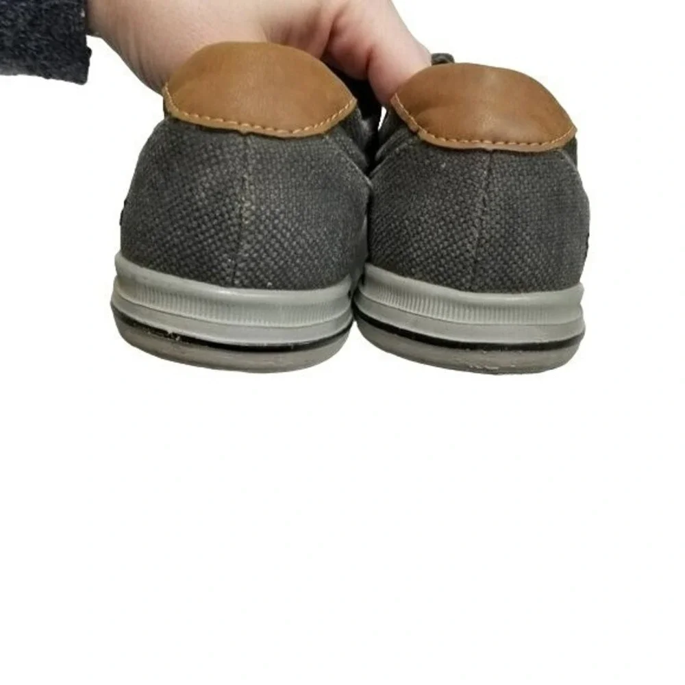 Sketchers men canvas boating shoes size 10 says‎ black on tag but is more grey