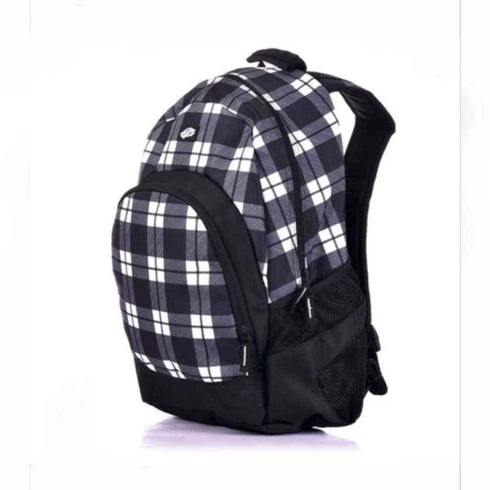 Vans Black White Plaid Backpack School Campus Skater Y2K Streetwear Travel Bag