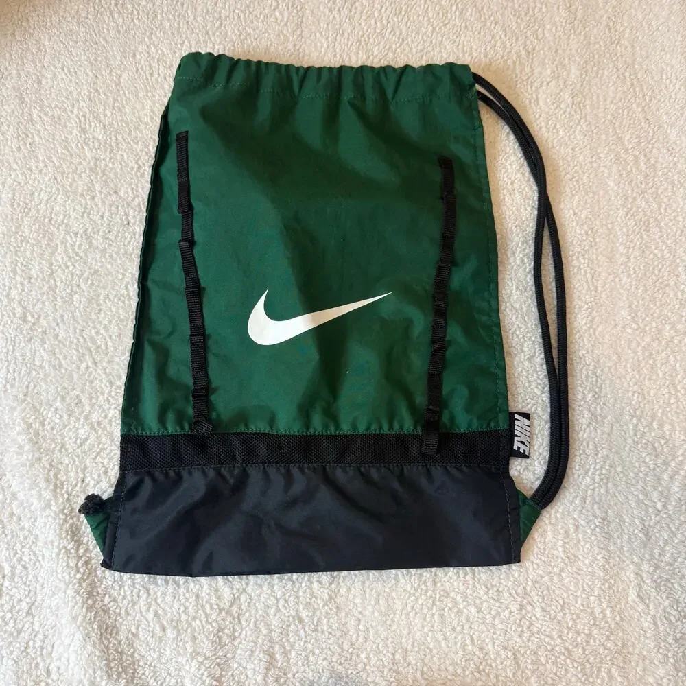 Nike Training Gym Sack Green Black Drawstring Backpack Bag