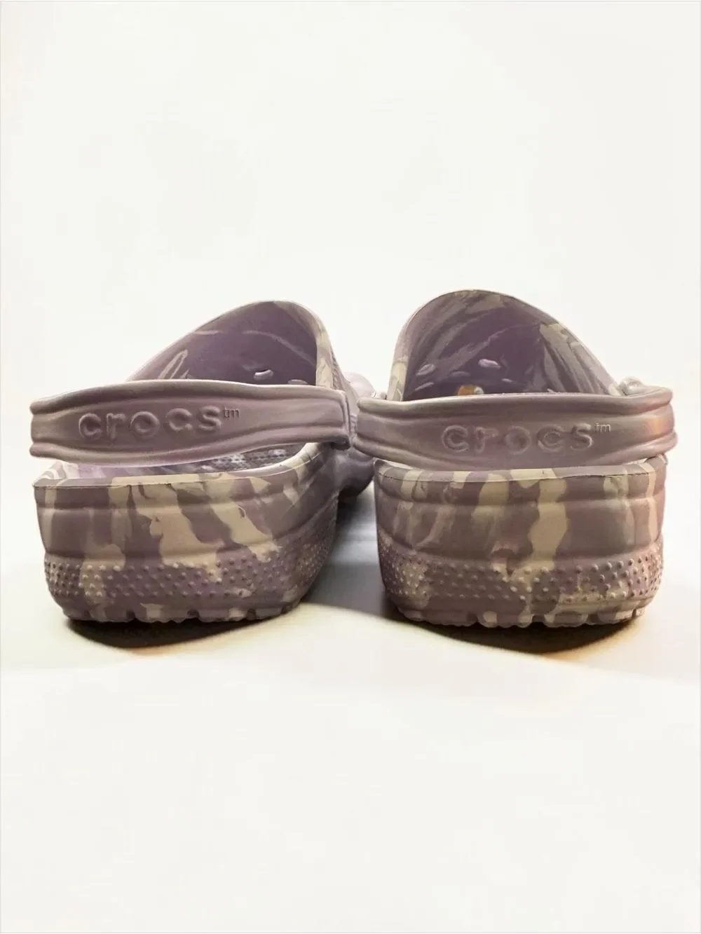 Crocs Marbled Tie Dye Swirl Slip On Lavender Clogs 11