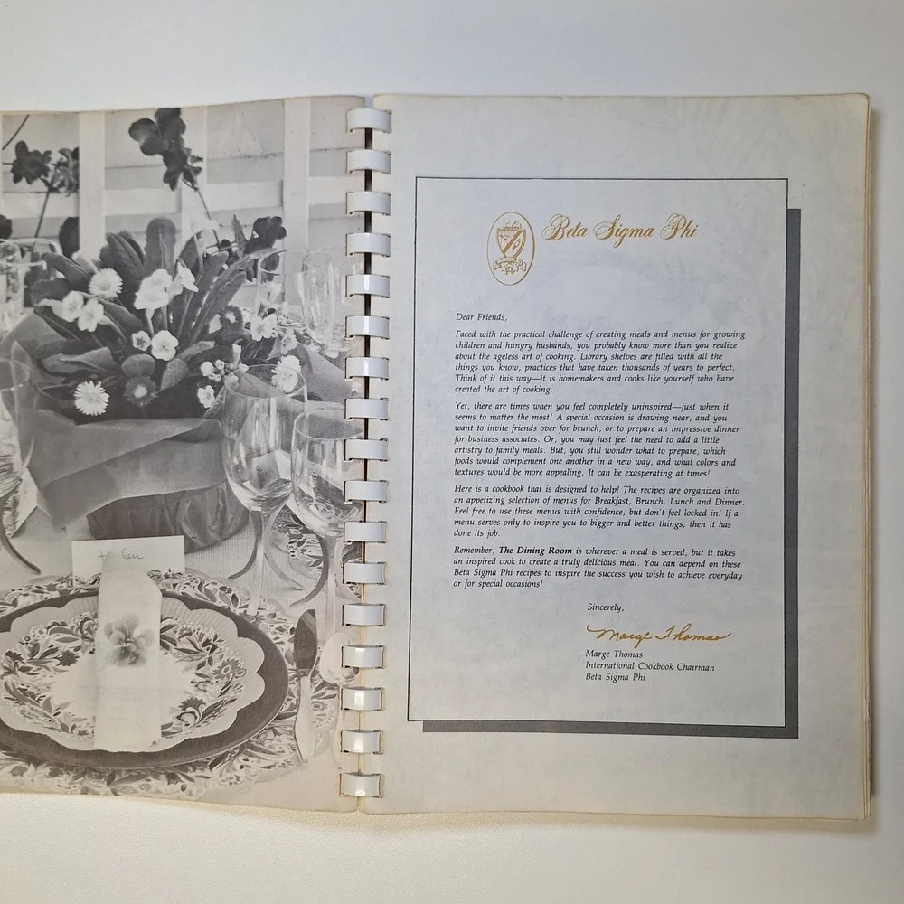 Beta Sigma Phi‎ The Dining Room Cookbook Breakfast Brunch Lunch Dinner Menus 70s