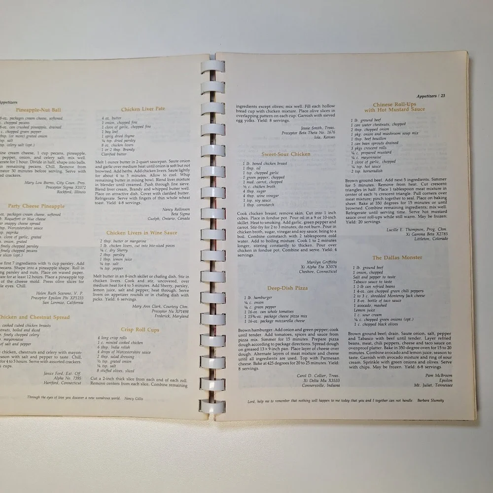 Beta Sigma Phi‎ The Dining Room Cookbook Breakfast Brunch Lunch Dinner Menus 70s