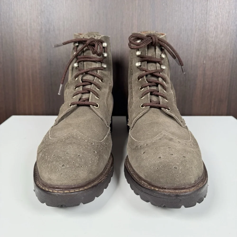Allen Edmonds Saukville Brown Suede Wingtip Brogue Lug Sole Boots 11 D - Read