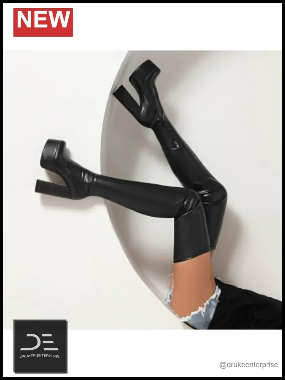 Stretch Overknee Boots Platform Block Heels Dance Comfort
