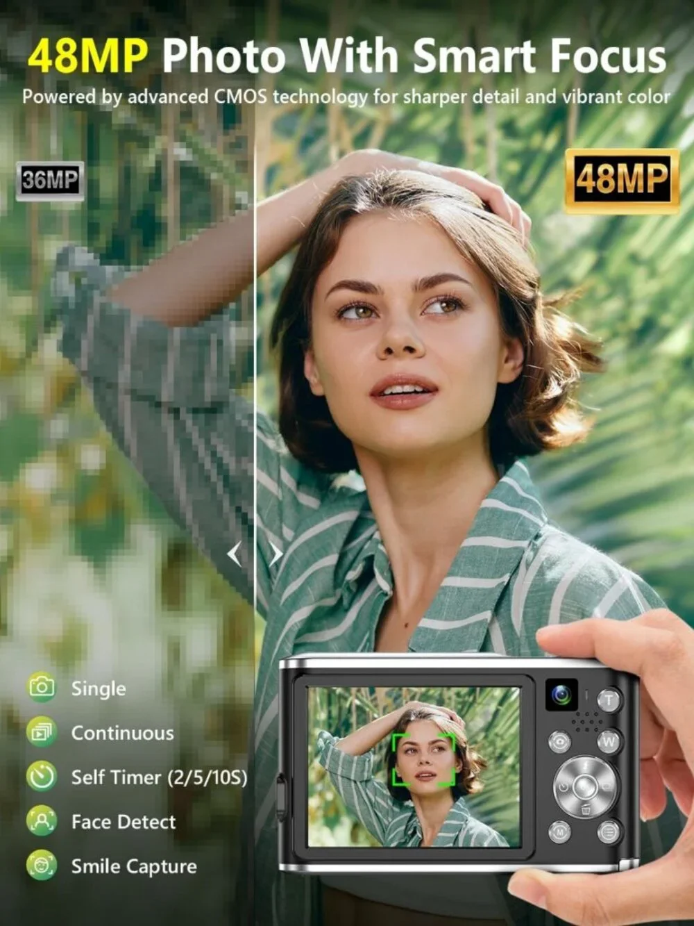 48MP 4K Digital Camera, Dual Lens Autofocus, 16X Zoom for Stunning Photography