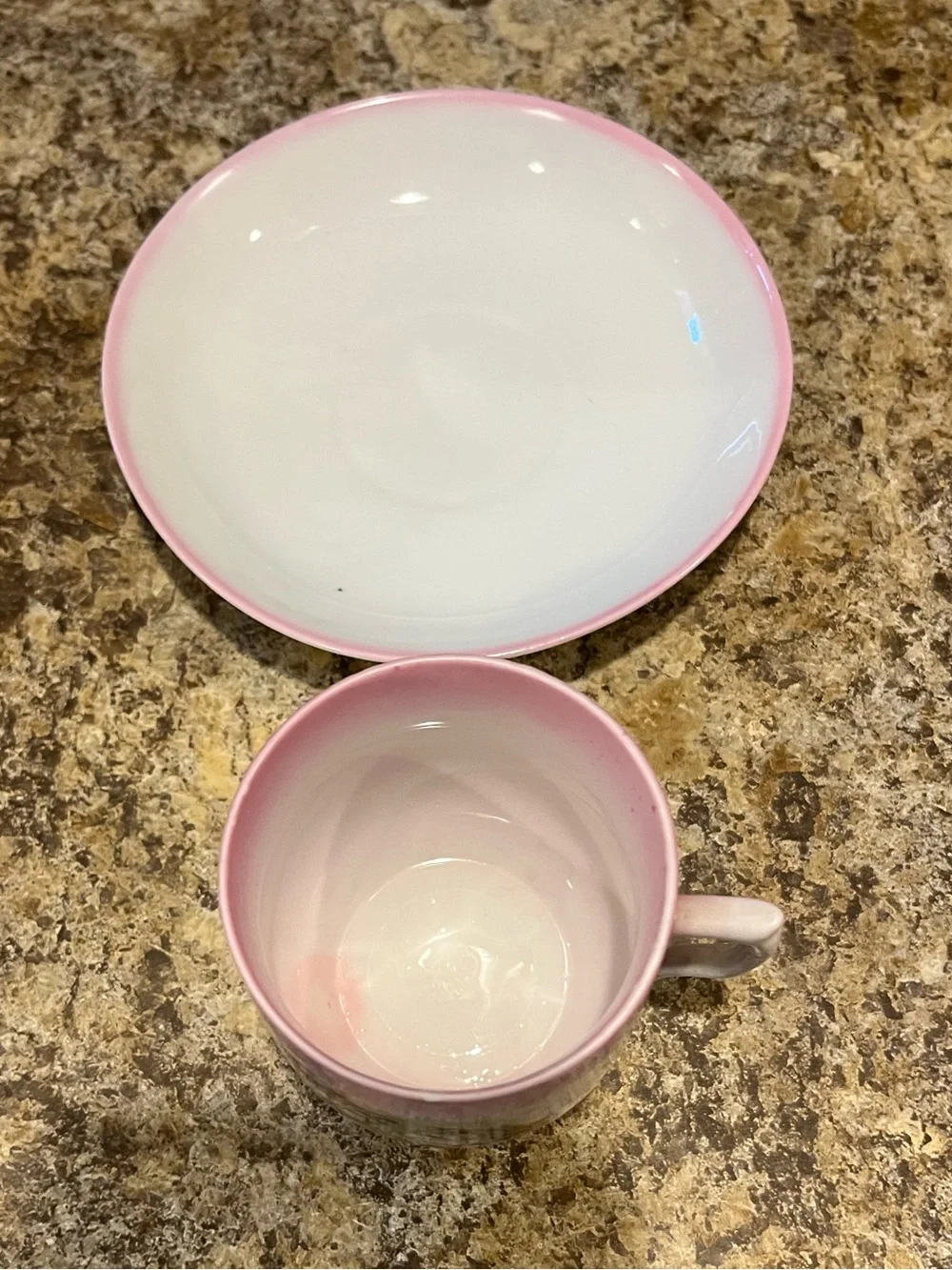 Vintage Pink Cat Demitasse Cup and Saucer Tabby Cats with Bows