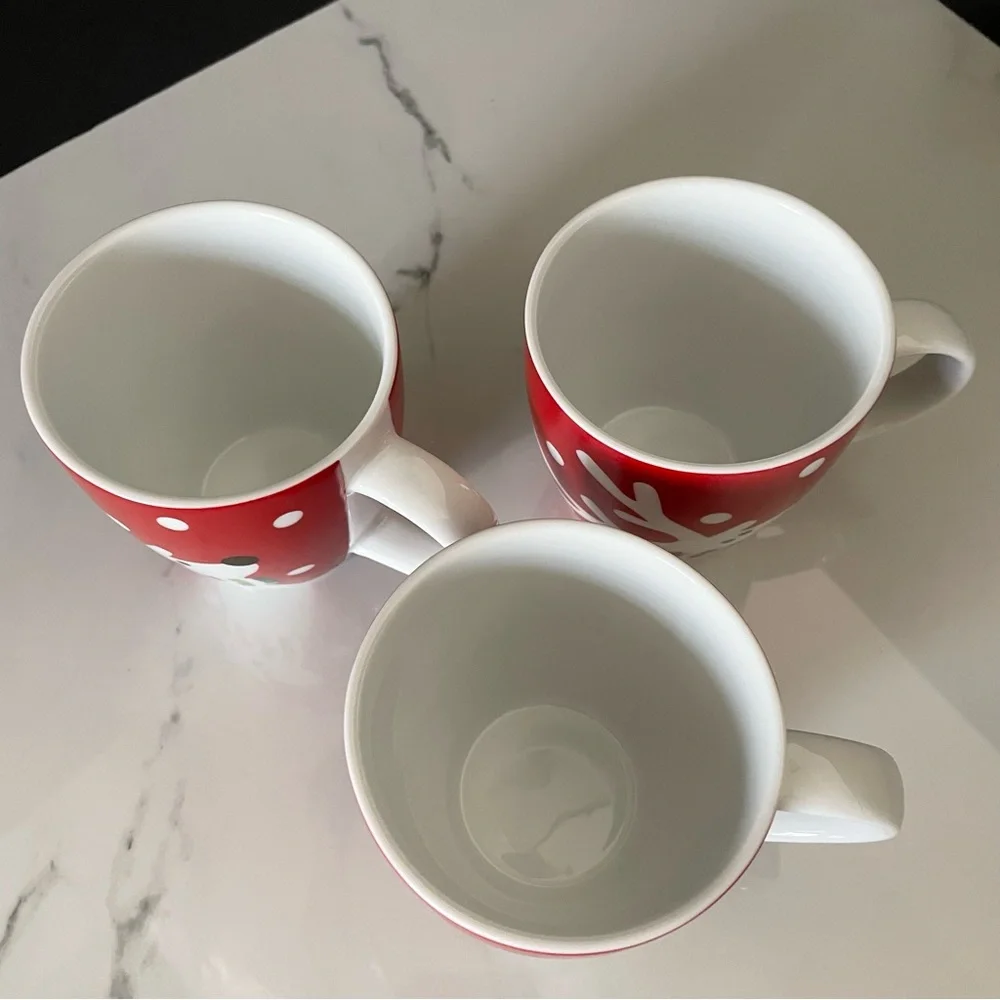 SET of 3 Reindeer Mugs by Crate&Barrel