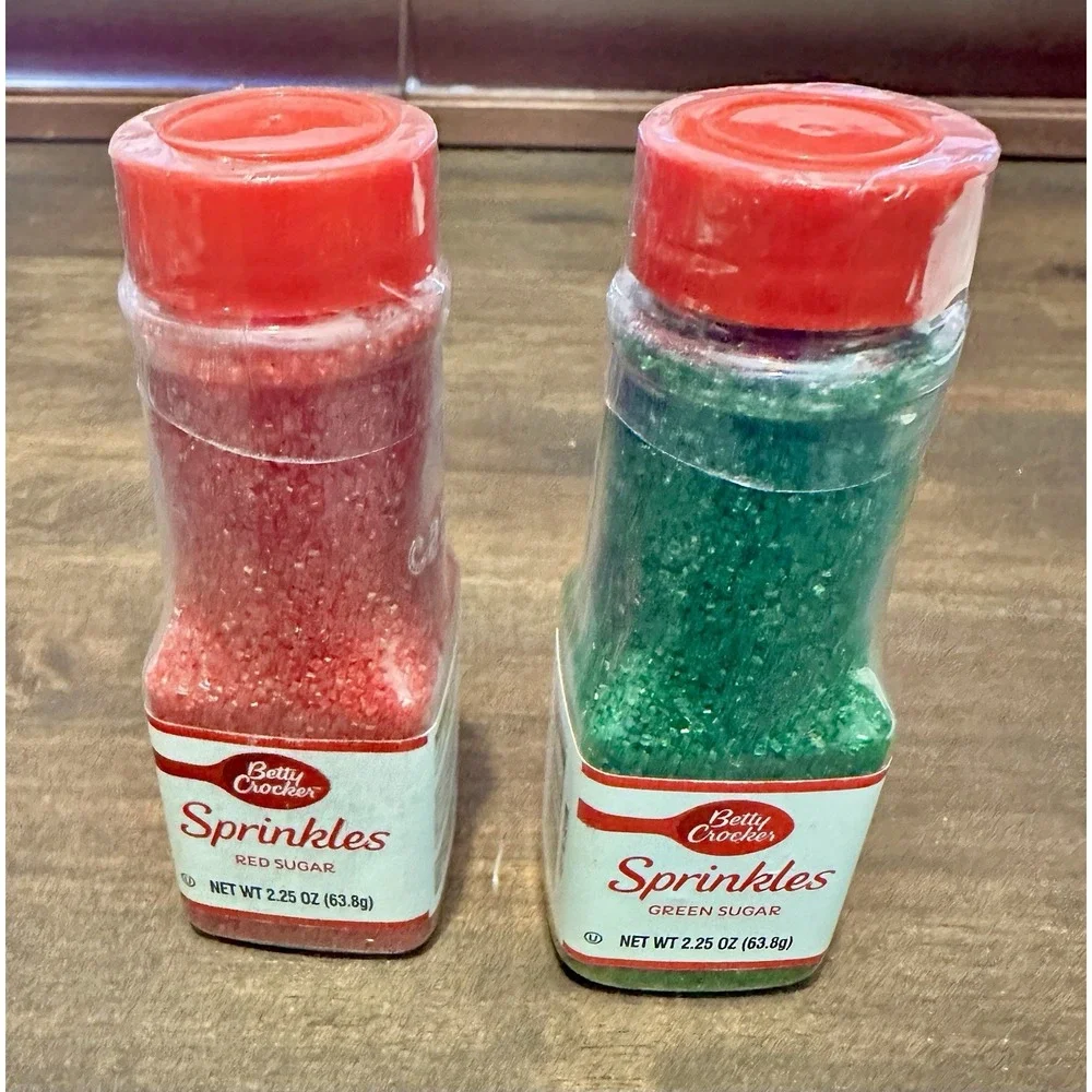 Betty Crocker Sugar Sprinkles Red and Green Size of ea.bt‎ 2.25 oz 63.8g USA NEW
