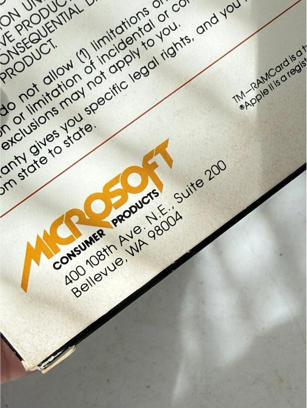 Vintage Microsoft Ramcard with manual from 1980 With Box ( Untested)