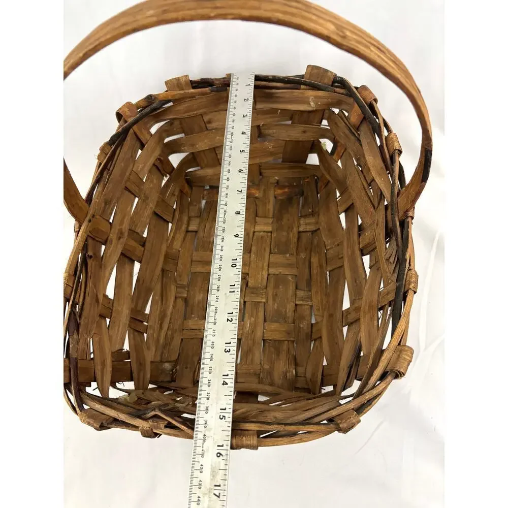 Primitive Split Oak Farmhouse‎ Gathering Woven Basket Made in Italy 16