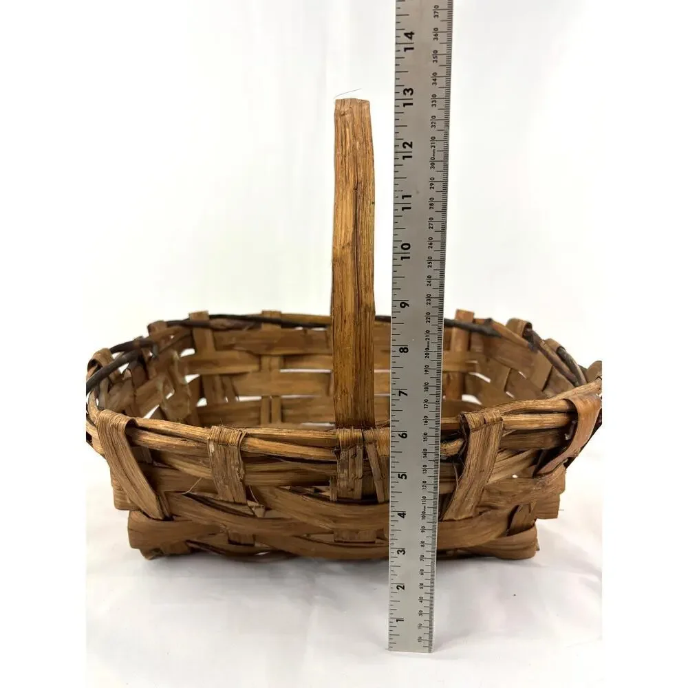 Primitive Split Oak Farmhouse‎ Gathering Woven Basket Made in Italy 16