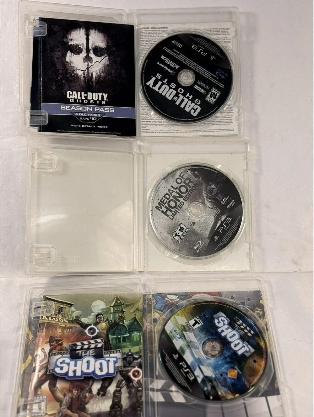 Call of Duty Ghosts, The Shoot, Medal of Honor Sony PlayStation PS3 Lot of 3