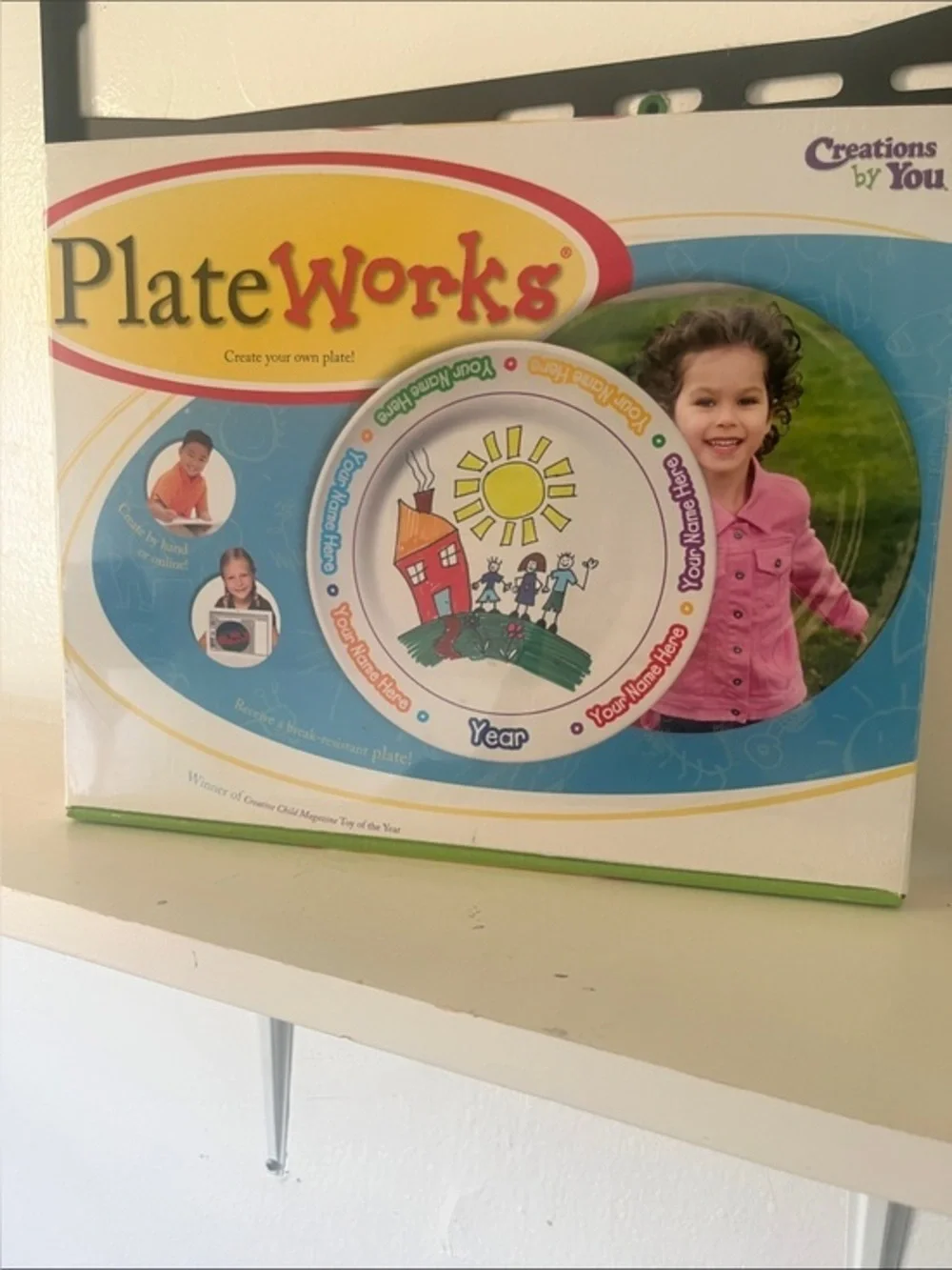PlateWorks Personalized Kids Plate - White with Multicolor Accent