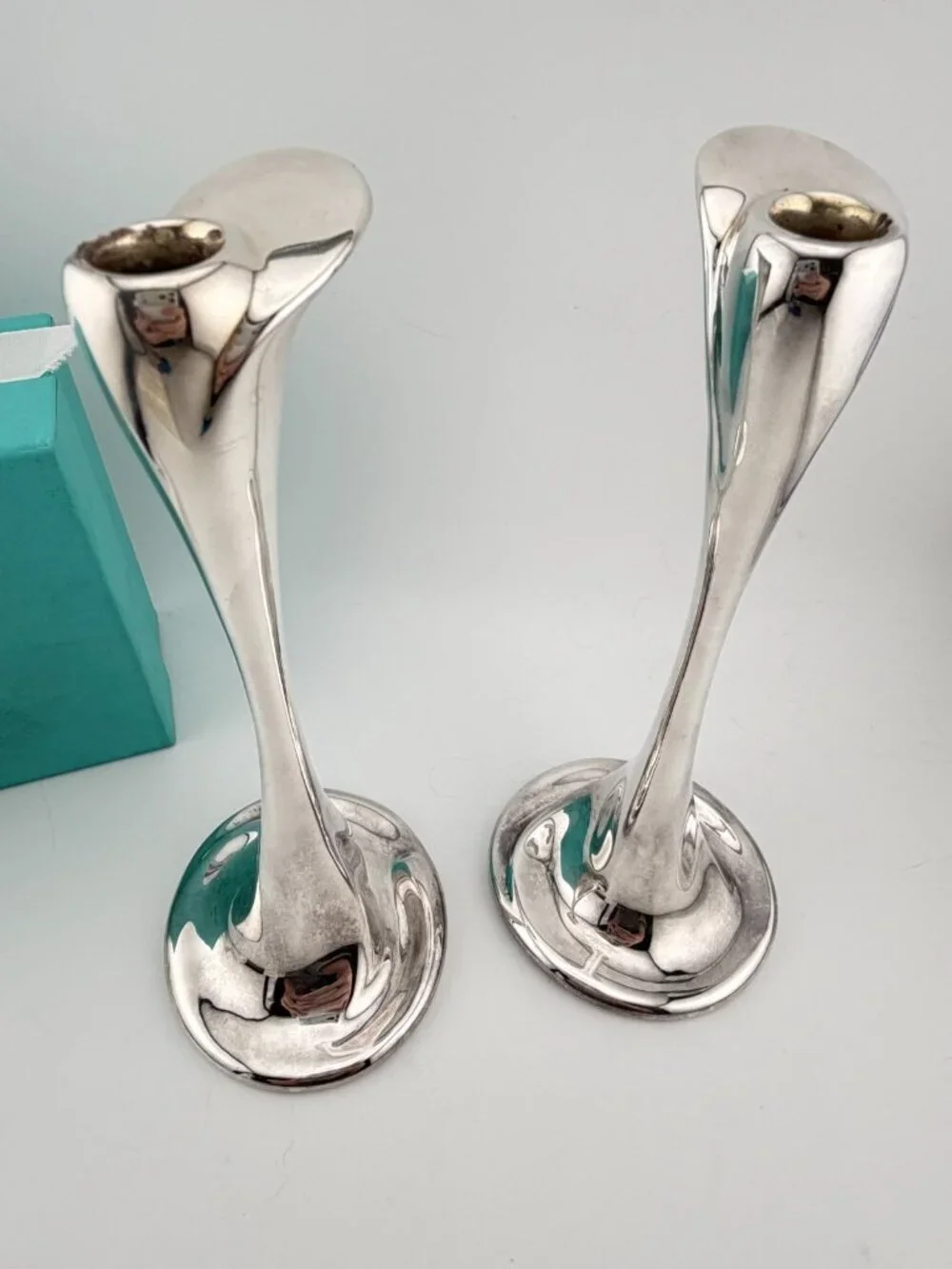 Set of 2 Tiffany & Co. Elsa Peretti Sterling Silver Bud Vase 7.5in 292g