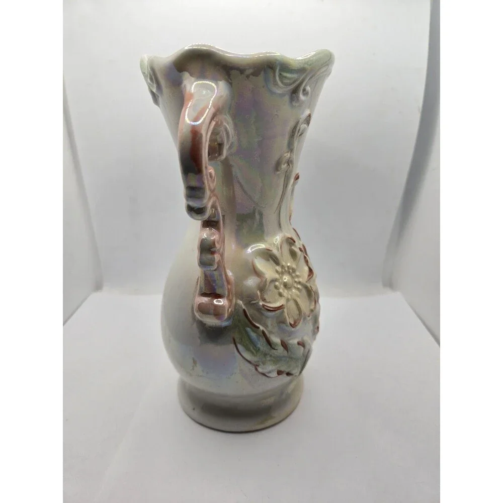 Lusterware Brazilian Vase Porcelain Double Handle Vintage French Country Cottage