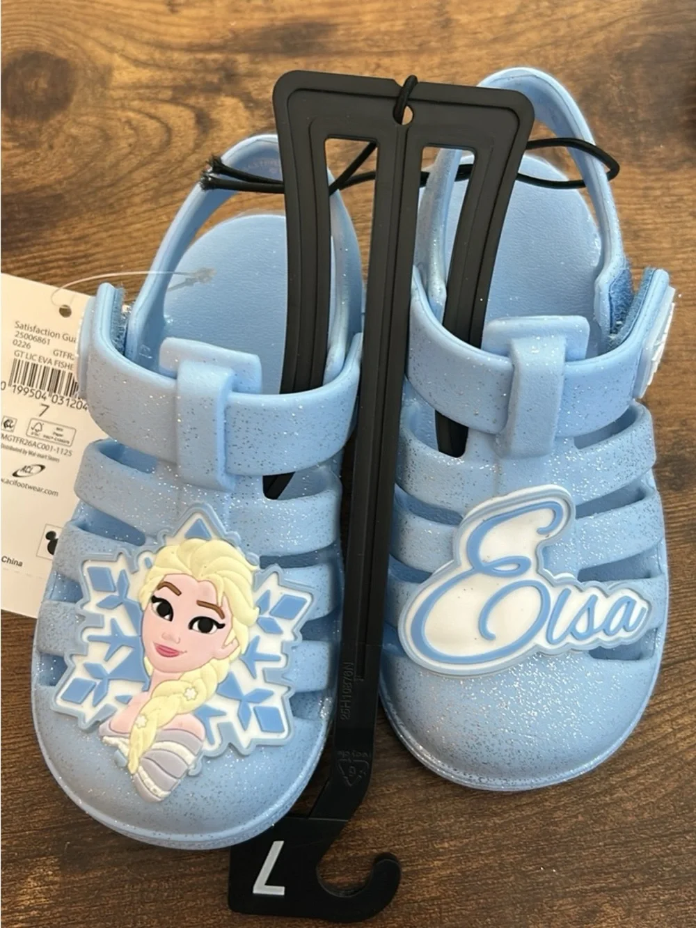 Kids Light Blue Frozen-Themed Sandal Clogs - Size 7