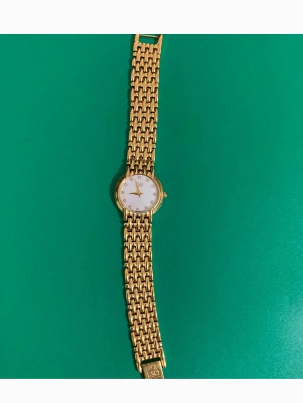 Esquire ESQ Ladies Watch Diamonds Pearl Dial Gold Tone Bracelet and Hands Swiss