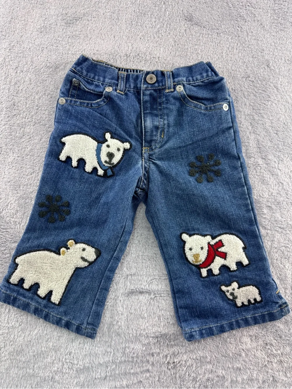 Old Navy Blue Denim Kids Jeans with Polar Bear Appliqués