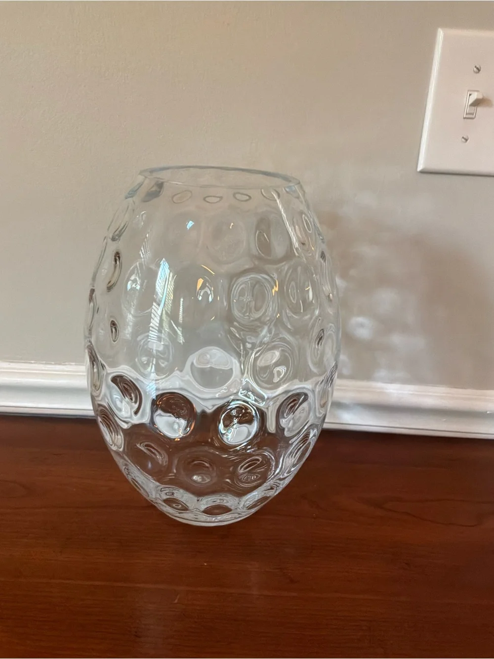 Vintage Bohemian Clear Textured Bubble Glass Large Vase