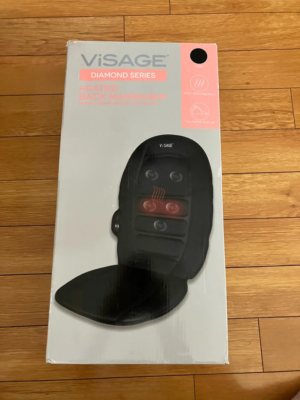 VISAGE DIAMOND SERIES HEATED BACK MASSAGER For Home & Car, Black, New