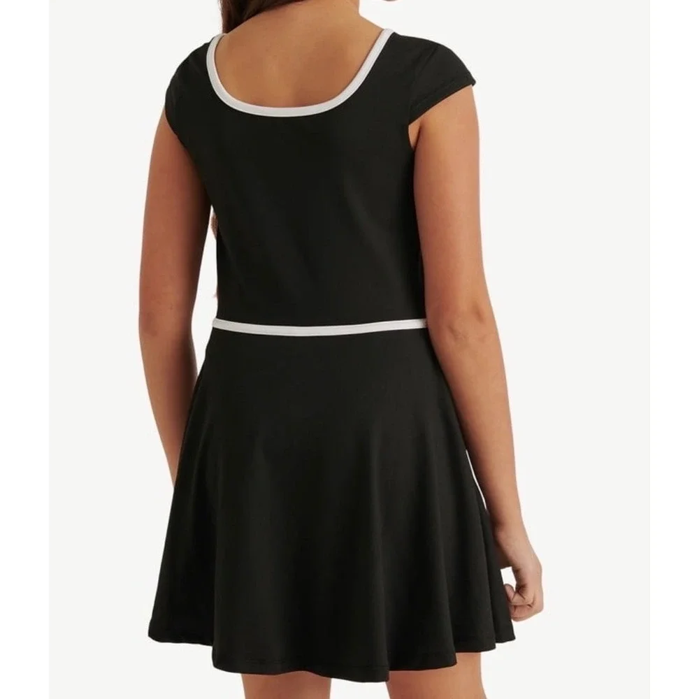 Justice Dress Girls S 7/8 Black White Sporty Athletic Built-in Shorts Pocket NEW
