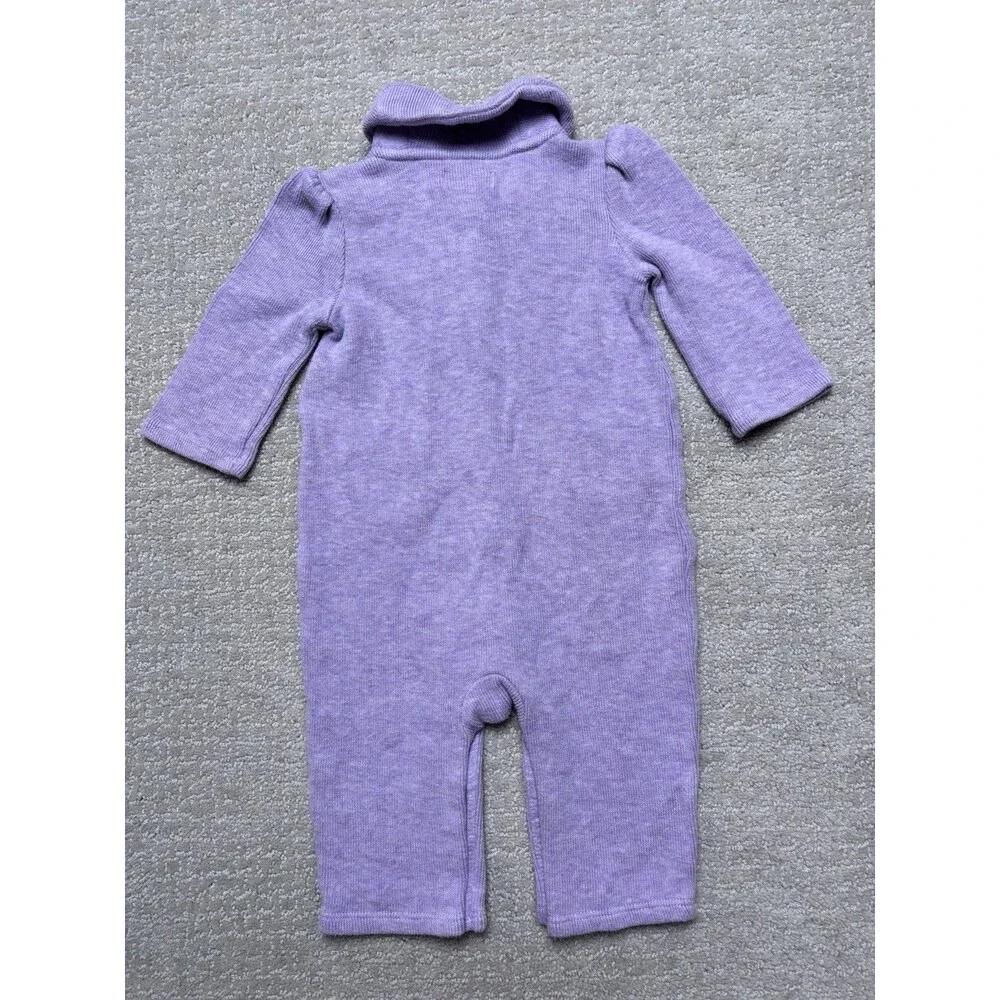 Baby Girls RALPH LAUREN Purple Knit Sweater Outfit One Piece Romper Sz 6 Mo