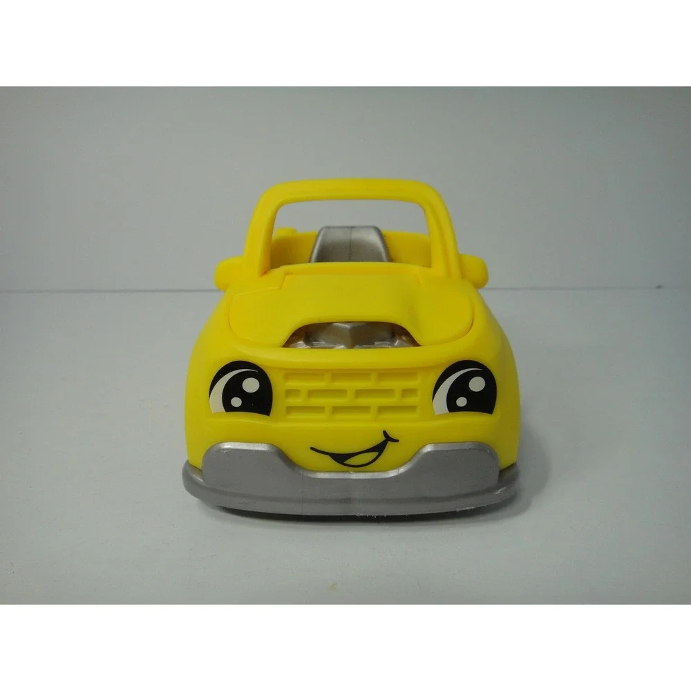 Fisher Price Little People Yellow Convertible Toy Car with Smiling Face and Hood