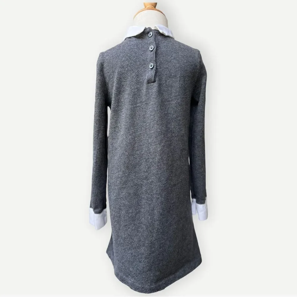Baby Gap Girls Kids Peter Pan Collar Zip Pockets Long Sleeve Gray Dress. 4. 4T.