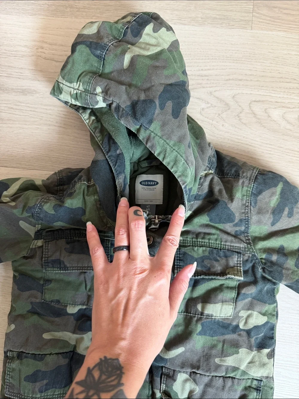 Kids Camo Hooded Jacket - Green Camouflage