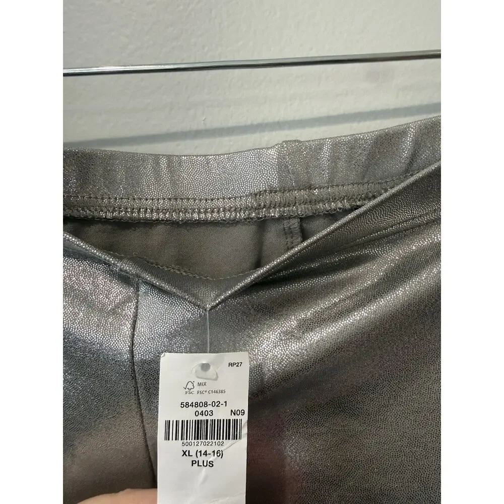 NWT Two Girls Old Navy Metallic Leggings Purple Rainbow 14/16 Silver 14/16 Plus