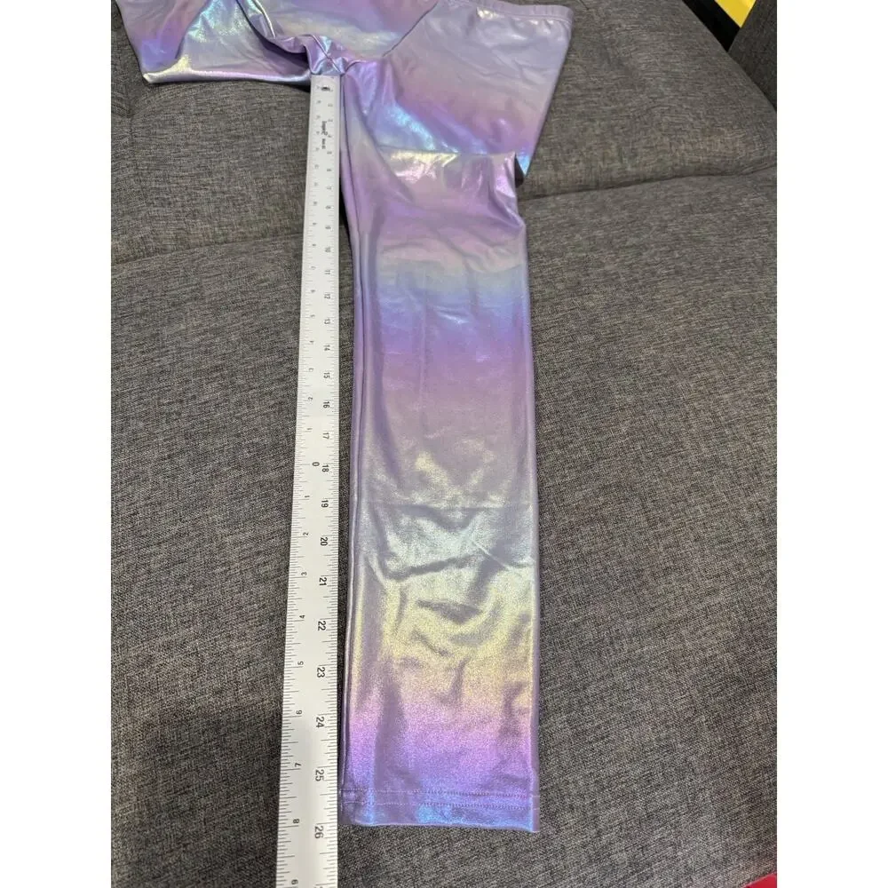NWT Two Girls Old Navy Metallic Leggings Purple Rainbow 14/16 Silver 14/16 Plus
