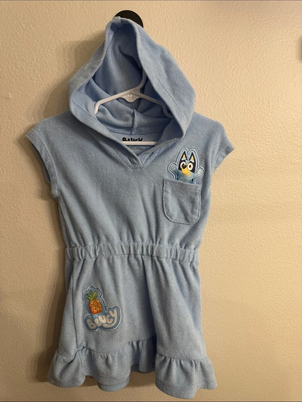 Bluey Girls' Light Blue Hooded Towel Dress