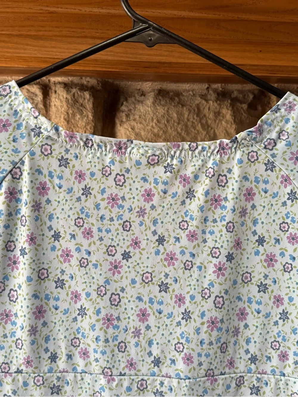 Girls Old Navy Light Blue Floral Tie-Front Short Sleeve Top