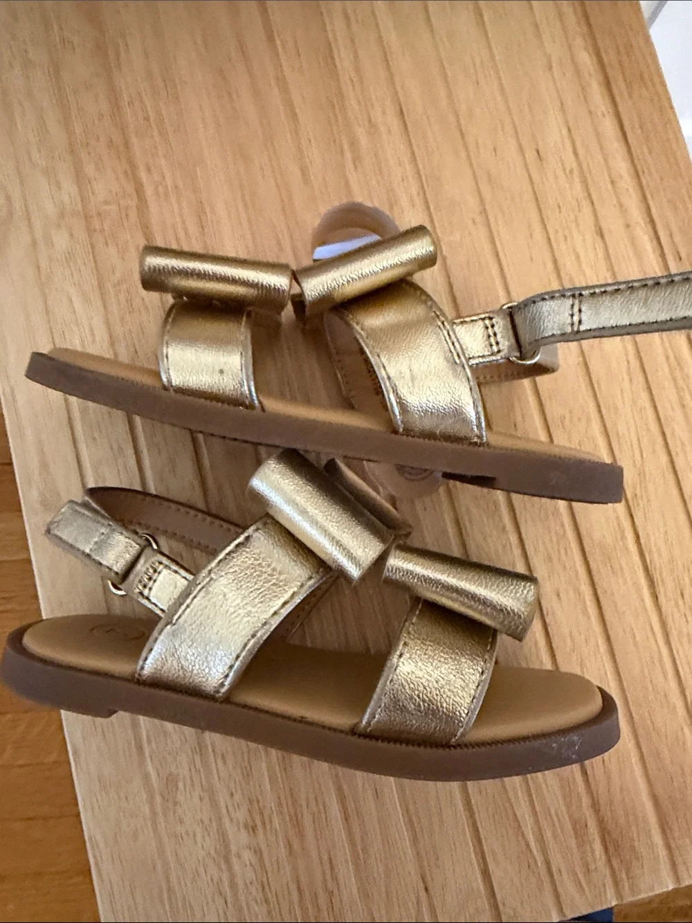 Cat & Jack Gold Bow Strap Sandals