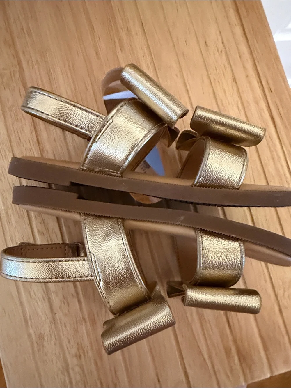Cat & Jack Gold Bow Strap Sandals