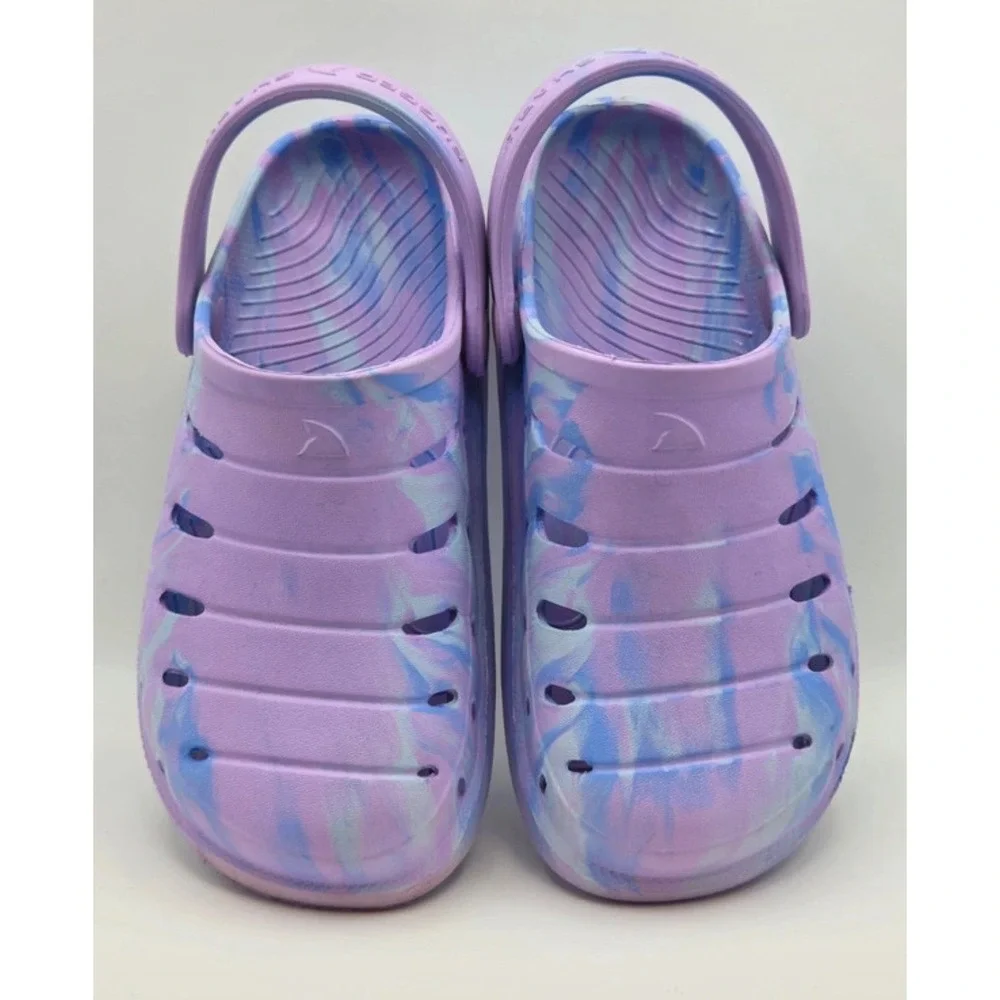 Rugged Shark Kids EVA Clog Purple Blue Marble Swirl Water Shoe Size 7