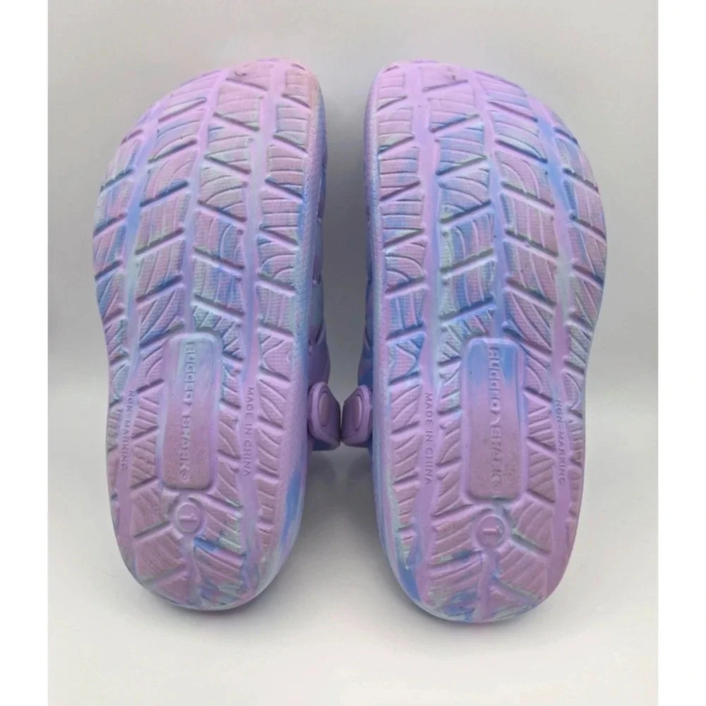 Rugged Shark Kids EVA Clog Purple Blue Marble Swirl Water Shoe Size 7