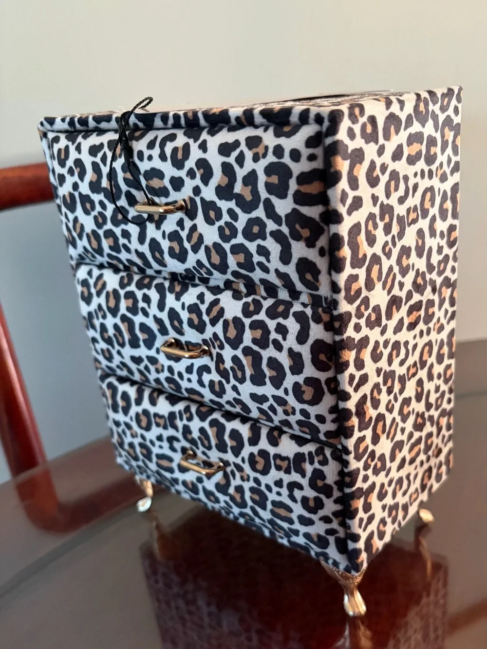 Leopard Print 3-Drawer Jewelry Organizer NWT